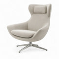 Draaibare fauteuil met hoge rugleuning en hoofdkussen, 80 x 88 x 110 cm, beige, aluminium kruisvoet