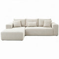 Hoekbank met linker chaise longue, crèmekleurige bouclé, 260 x 160 x 85 cm