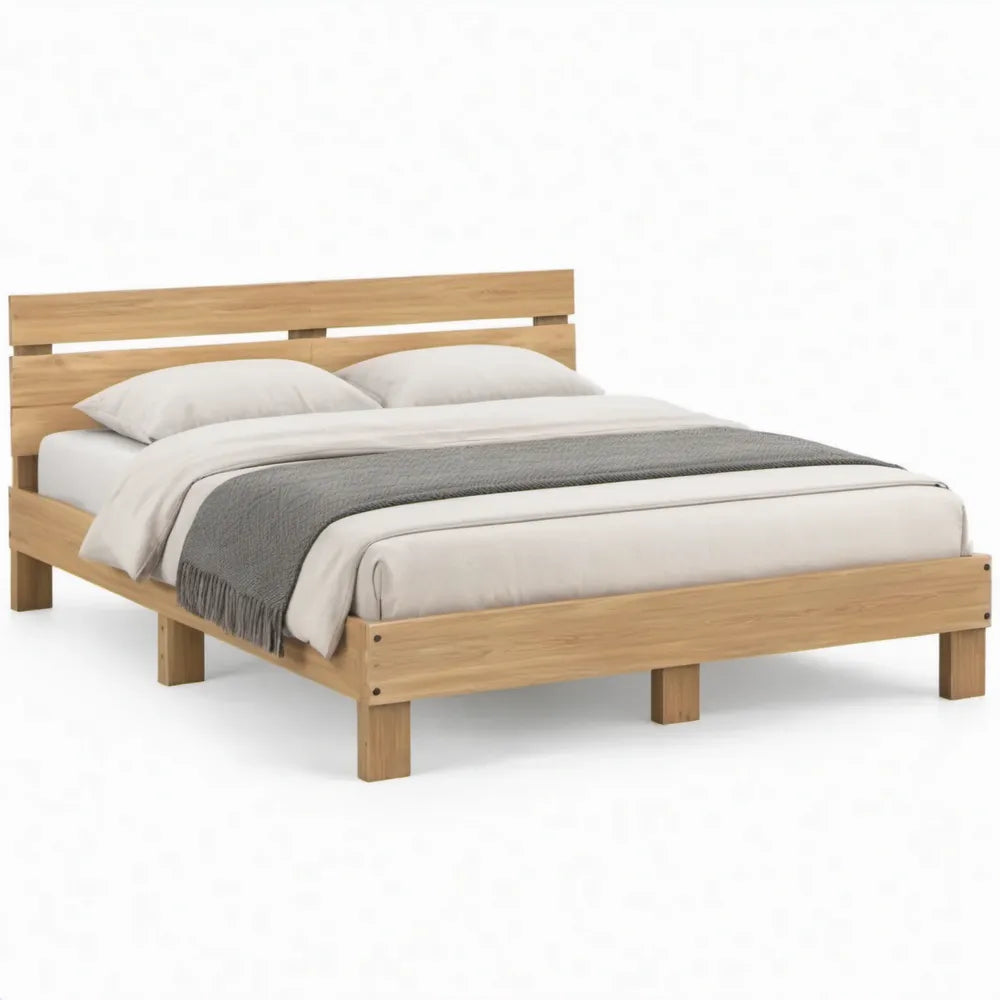 Tweepersoonsbedframe van massief grenenhout 160 x 200 cm Naturel