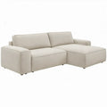 Beige hoekbank met chaise longue rechts, 240 x 160 x 82 cm, polyester