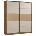 Schuifdeurkast 160 x 60 x 200 cm Taupe en Notenbruin MDF