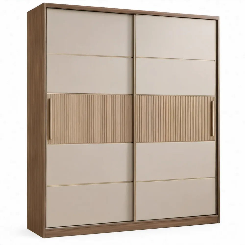 Schuifdeurkast 160 x 60 x 200 cm Taupe en Notenbruin MDF