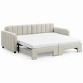 Uitschuifbare slaapbank 140 x 200 cm, 225 x 95 x 85 cm, gebroken wit