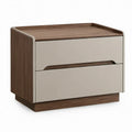 Nachtkastje met 2 lades en opstaand blad, 50 x 40 x 50 cm, walnootbruin en beige