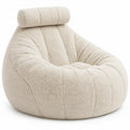 Ronde zitzakfauteuil met nekrol 95 x 90 x 75 cm in crème