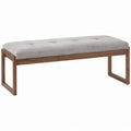 Gestoffeerde bedbank 120 x 40 x 45 cm Grijs/Walnootbruin, polyester en massief rubberhout